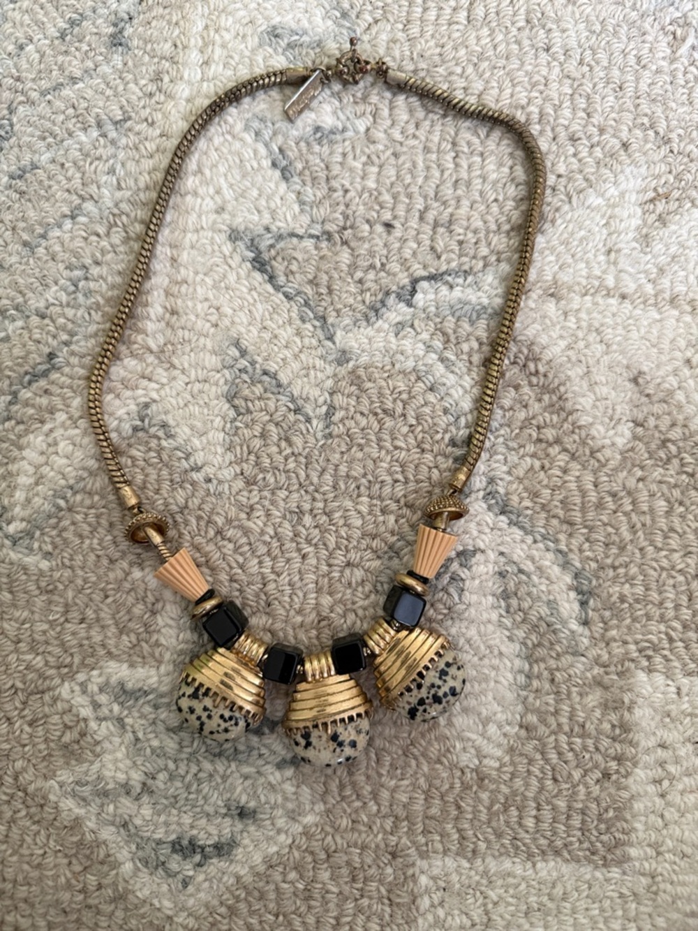 Vintage-Inspired Gold Tone Statement Necklace with Speckled Stones from Madewell